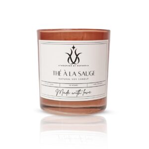 bougie thé à la sauge – Infusion de Sauge (Aromathérapie) avec mèche en bois